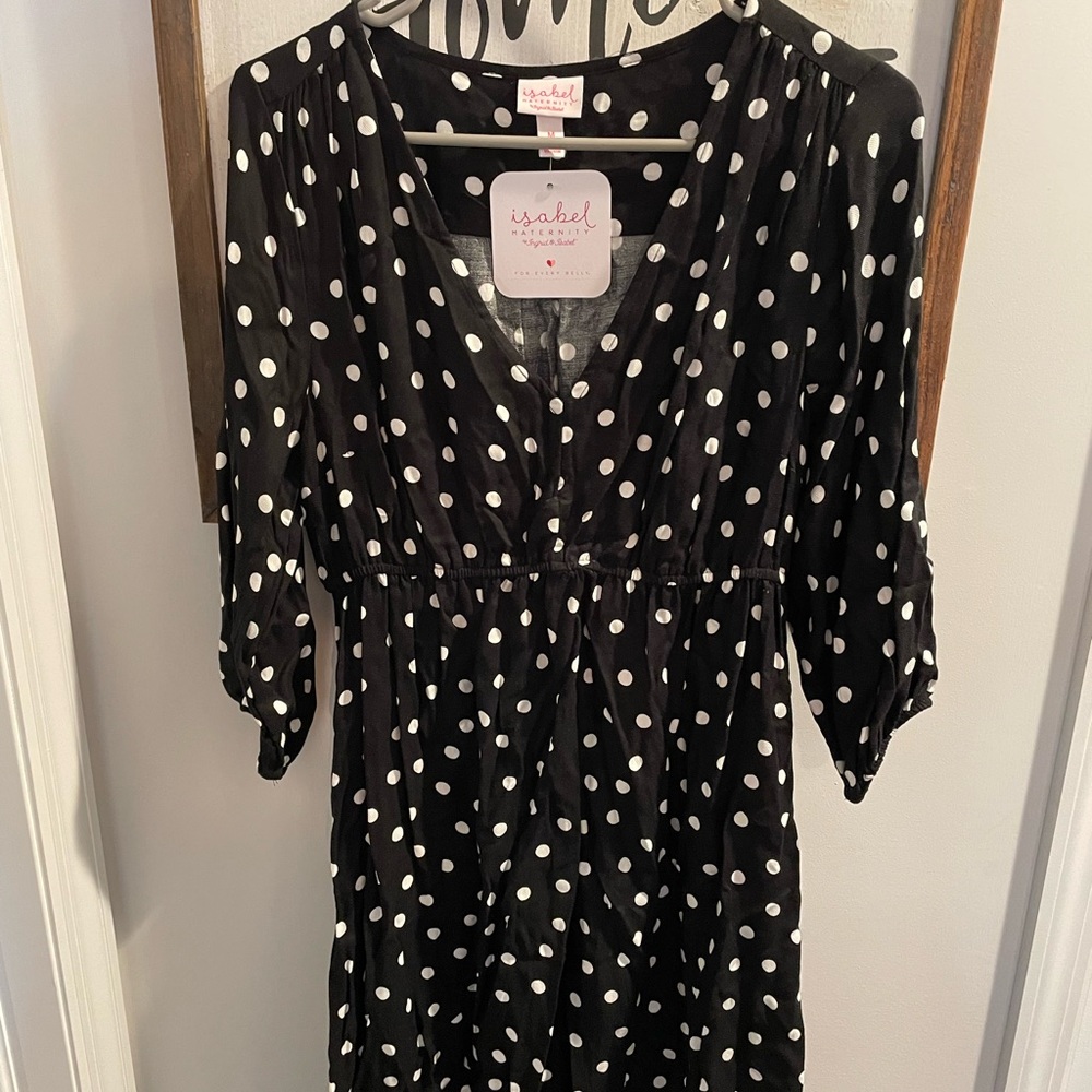 Isabel maternity dress polka dot medium nwt